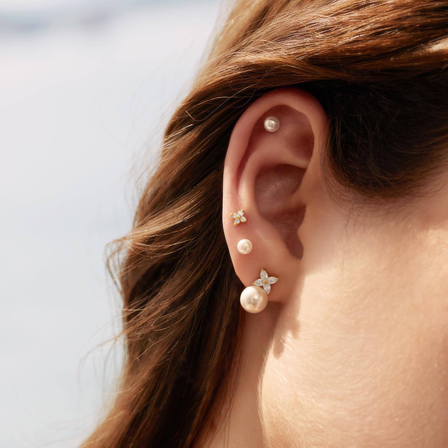  Luna Gaze - Oorstekers - Zilver / 14kt GP - Parel